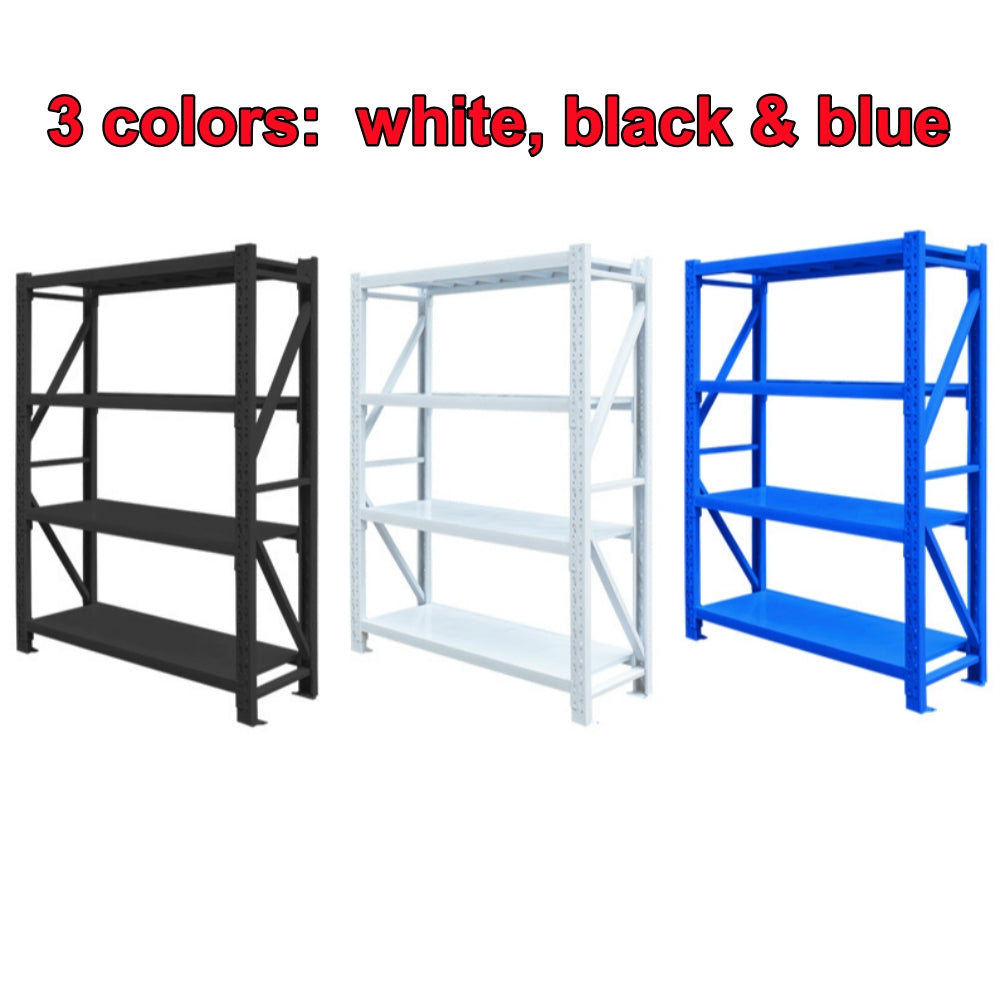 Sturdy and Adjustable 4-Layer Solid Steel Decking with 250/500KG Load Capacity per Layer - Heavy Duty Storage Rack for Various Settings Like Garage, Warehouse and Supermarket Storage – Powder Coated Metal Storage Shelf Rack (L2000 x W600 x H2000mm)