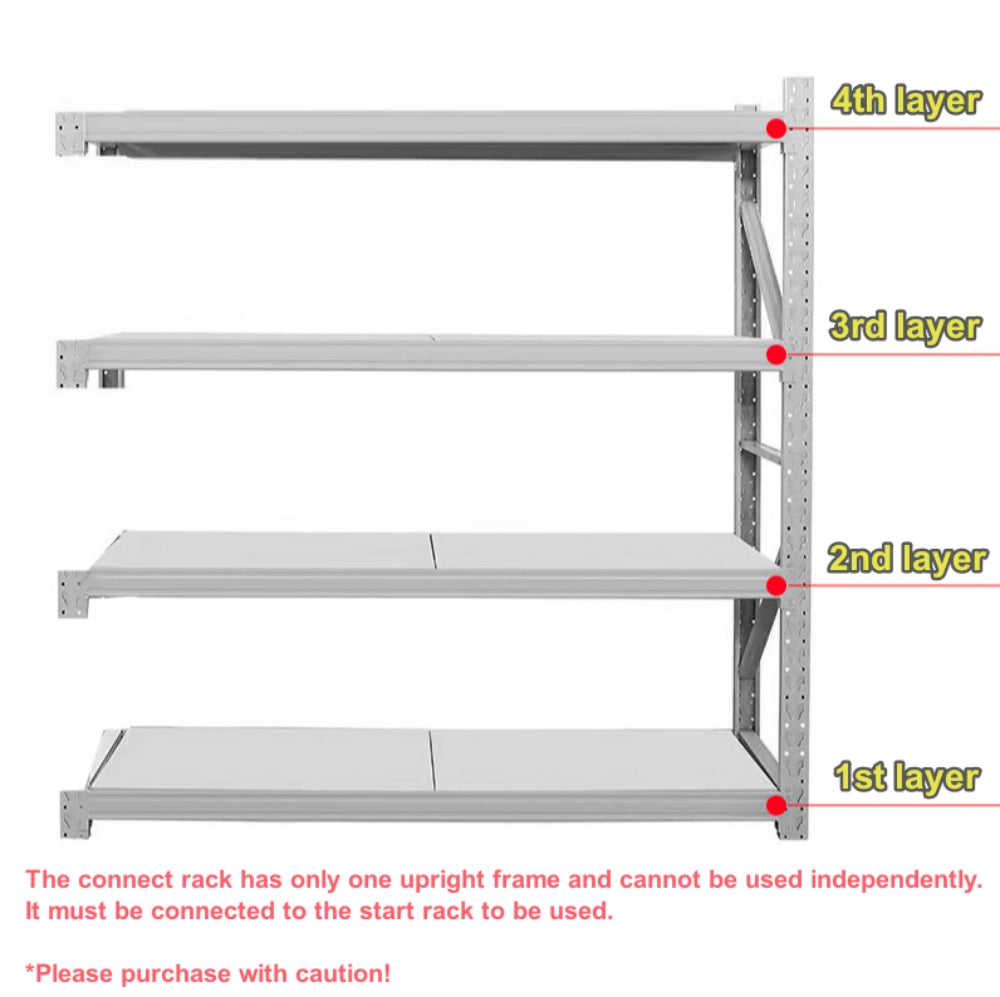 Sturdy and Adjustable 4-Layer Solid Steel Decking with 250/500KG Load Capacity per Layer - Heavy Duty Storage Rack for Various Settings Like Garage, Warehouse and Supermarket Storage – Powder Coated Metal Storage Shelf Rack (L2000 x W600 x H2000mm)