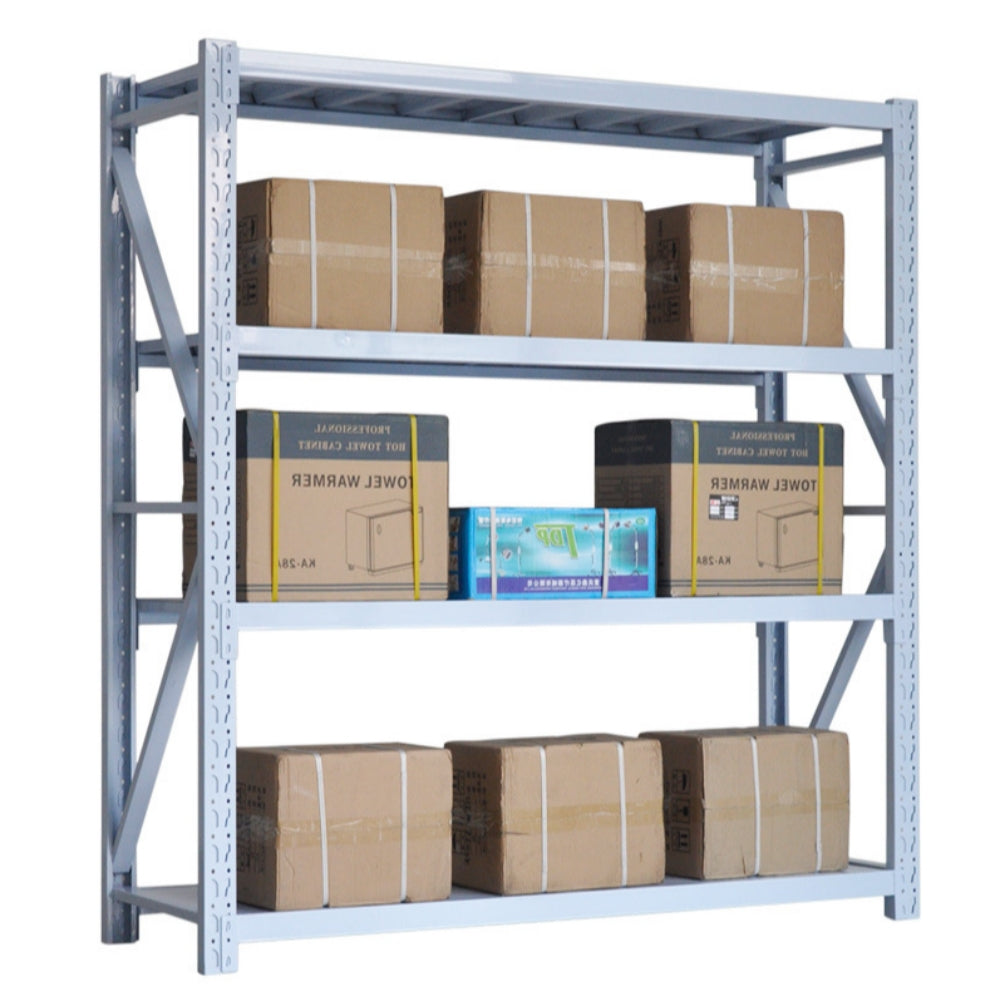 Sturdy and Adjustable 4-Layer Solid Steel Decking with 250/500KG Load Capacity per Layer - Heavy Duty Storage Rack for Various Settings Like Garage, Warehouse and Supermarket Storage – Powder Coated Metal Storage Shelf Rack (L2000 x W600 x H2000mm)