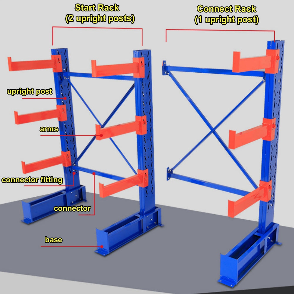 Efficient and Safe Storage Solution for Heavy, Long, Oversized, and Irregular Items Loads such as Steel Plates, Pipes, Timber, Profiles, and Other Bulky Goods: Cantilever Racking System