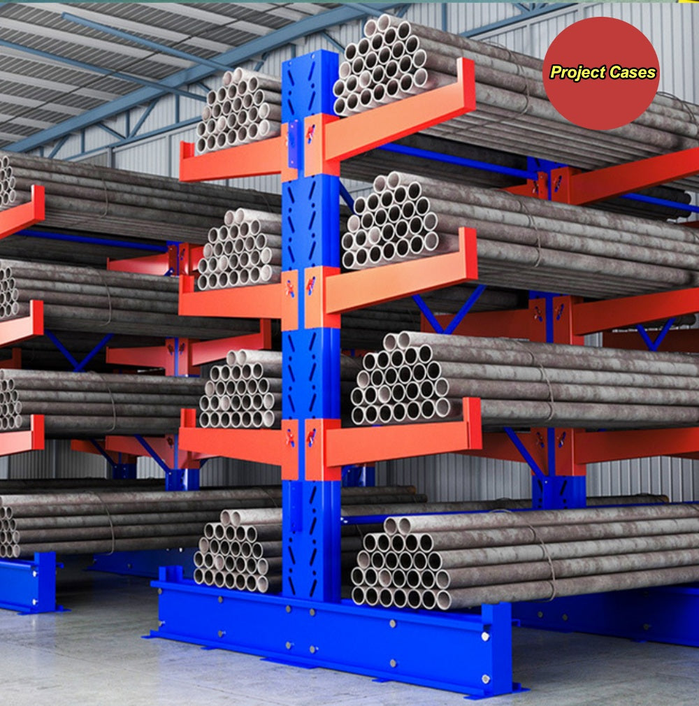 Efficient and Safe Storage Solution for Heavy, Long, Oversized, and Irregular Items Loads such as Steel Plates, Pipes, Timber, Profiles, and Other Bulky Goods: Cantilever Racking System