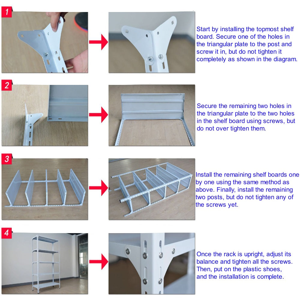 Adjustable 5-Layer Solid Steel Decking with 100KG Load Capacity per Layer - Light Duty Storage Rack for Garage, Home, Warehouse and Supermarket Storage – Powder Coated Metal Storage Shelf Rack (L1000/1200 x W400/500 x H1800mm)